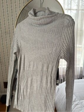 Lightweight Thin Knit Turtleneck Mixed Rib Top Nic & Zoe